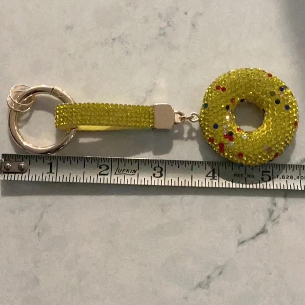 Adorable Bling Yellow Donut Bag Charm NWOT